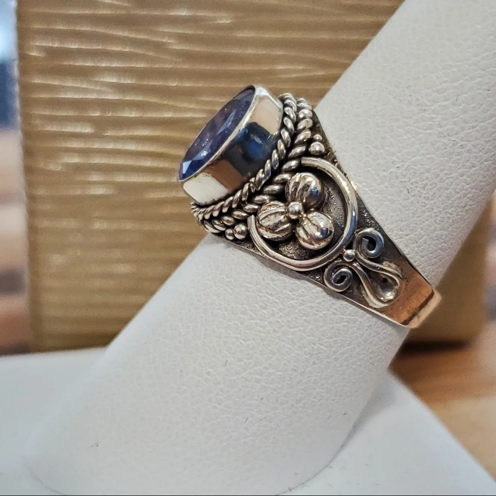 Artisan Rough Cut Tanzanite In SS Ring Sz 8 (NWOT) New Without Tags - Picture 6 of 16